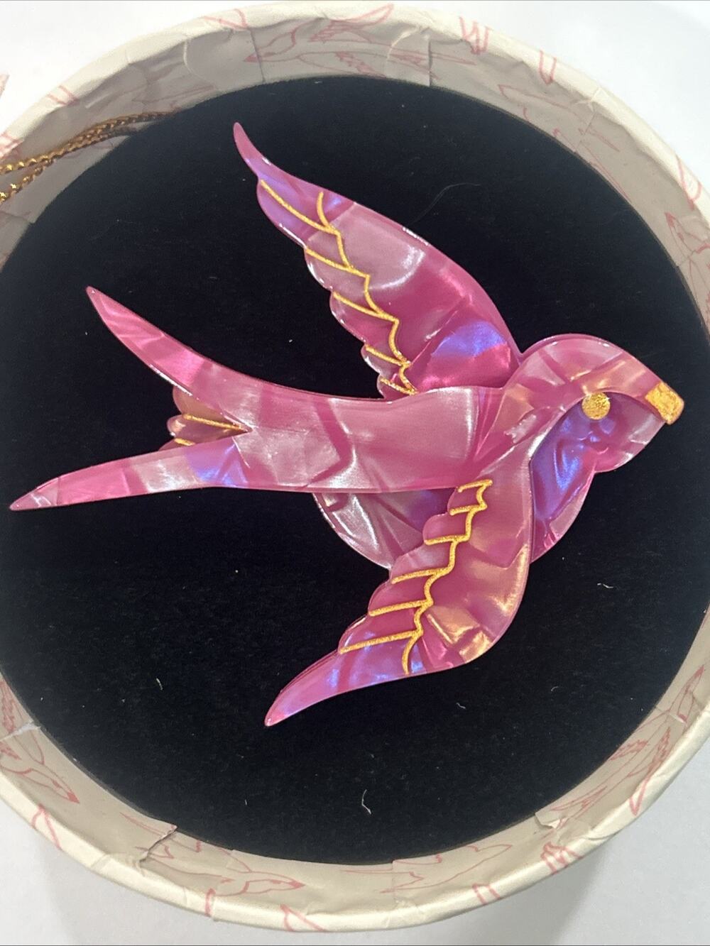 BNIB Erstwilder 15th Birthday pink Bluebird of Happiness brooch